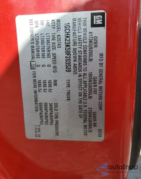 2008 Chevrolet Silverado K2500 Heavy Duty z USA, uszkodzony, nr VIN 1GCHK23K58F203528